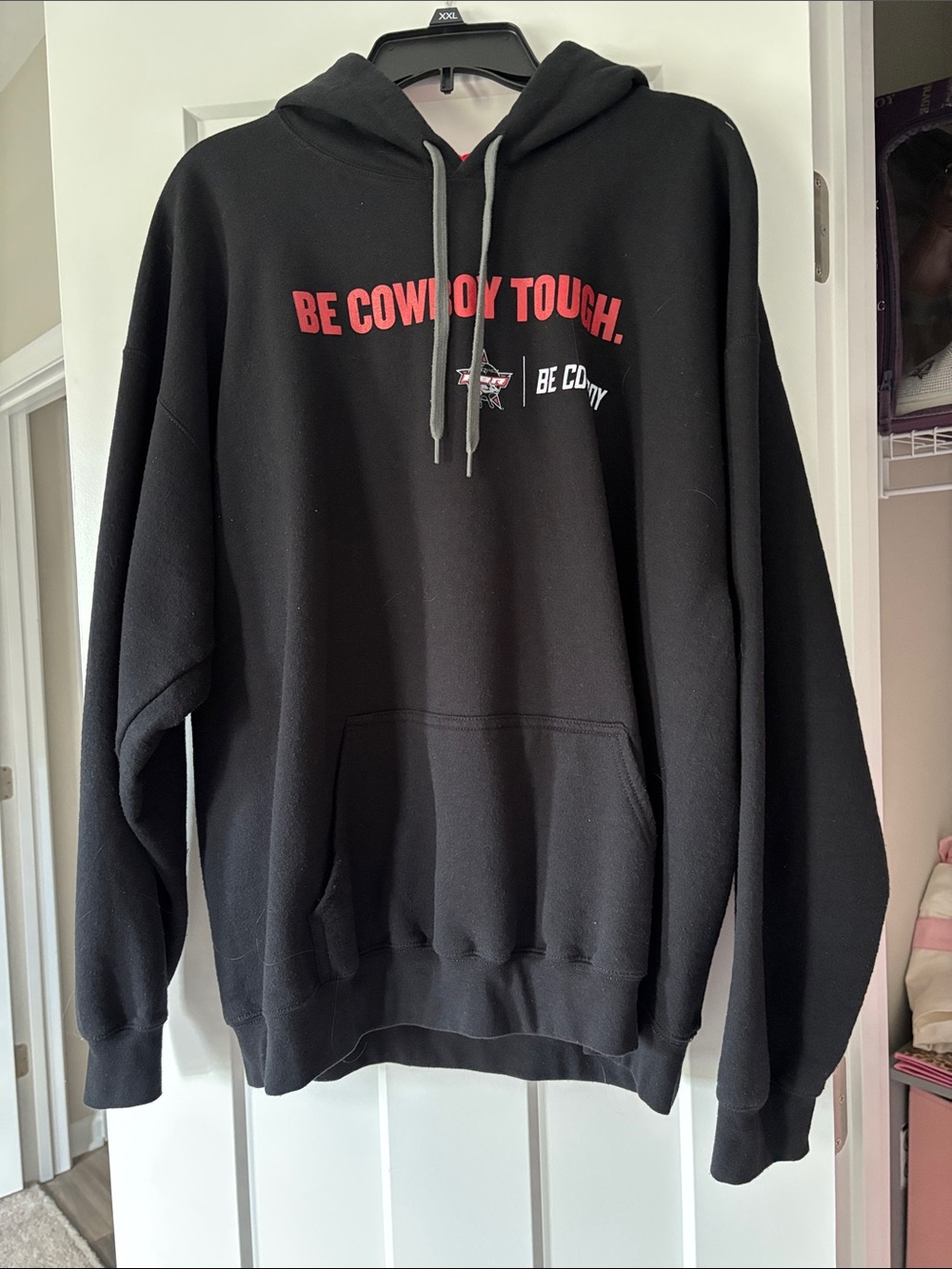 Banana Republic Black Hoodie with Red 'Be Cowboy Tough' Graphic